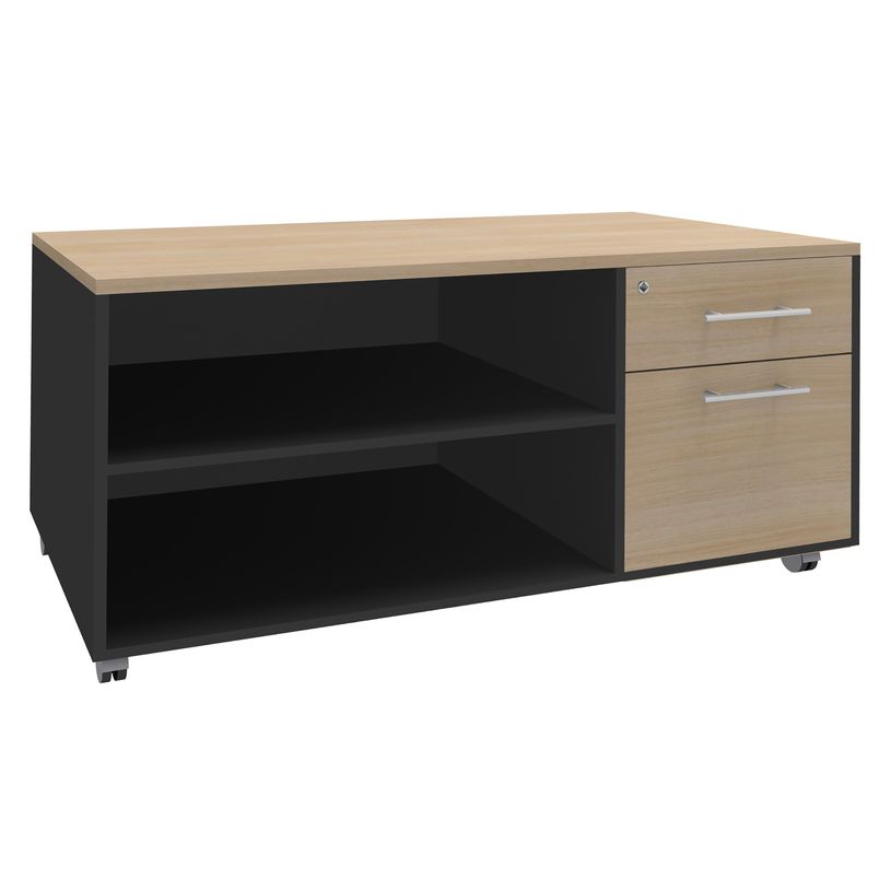 3253310147607-Console mobile EXPRIM/URBAN/LOFTER - L120 x H63 x P60 cm - 2 tiroirs dont 1 DS - coté anthracite - finition façade et -P_79395875_1-0