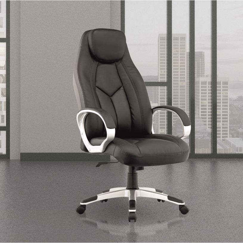 3700339876976-Fauteuil de bureau PILOTE - accoudoirs fixes - appui-tête intégré - noir-P_79395896_2-1