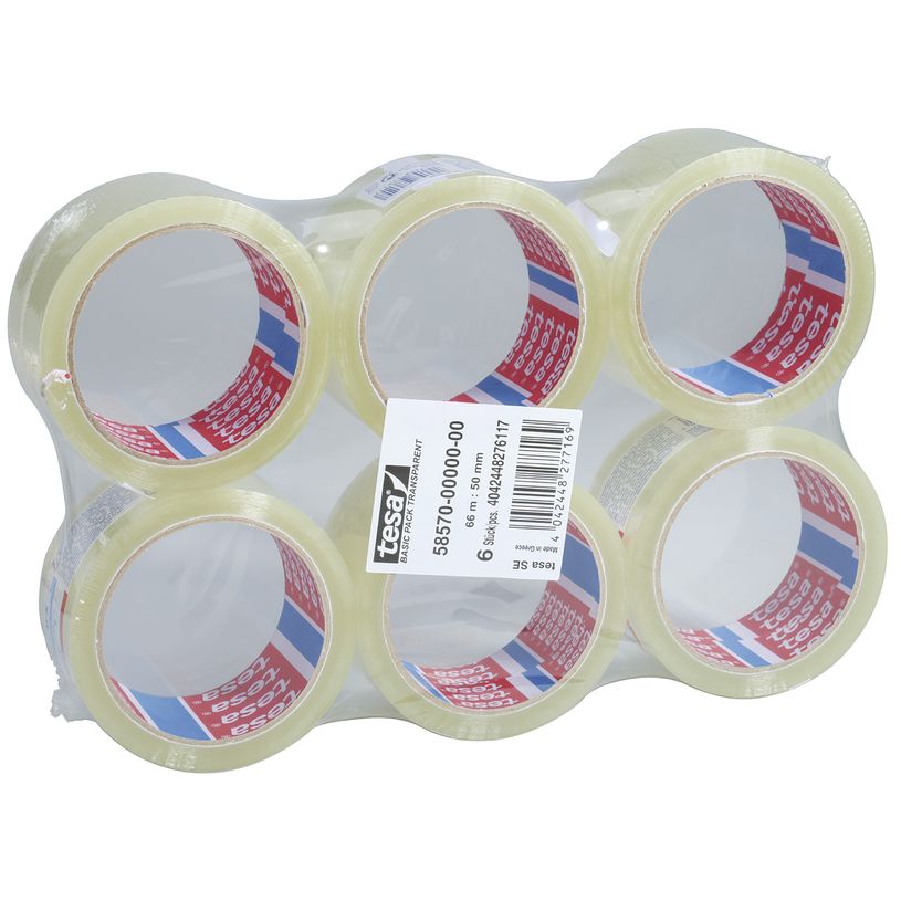 4042448277169-Tesapack Basic - 6 Rubans adhésifs d'emballage - 50 mm x 66 m - transparent-P_79396159_1-0