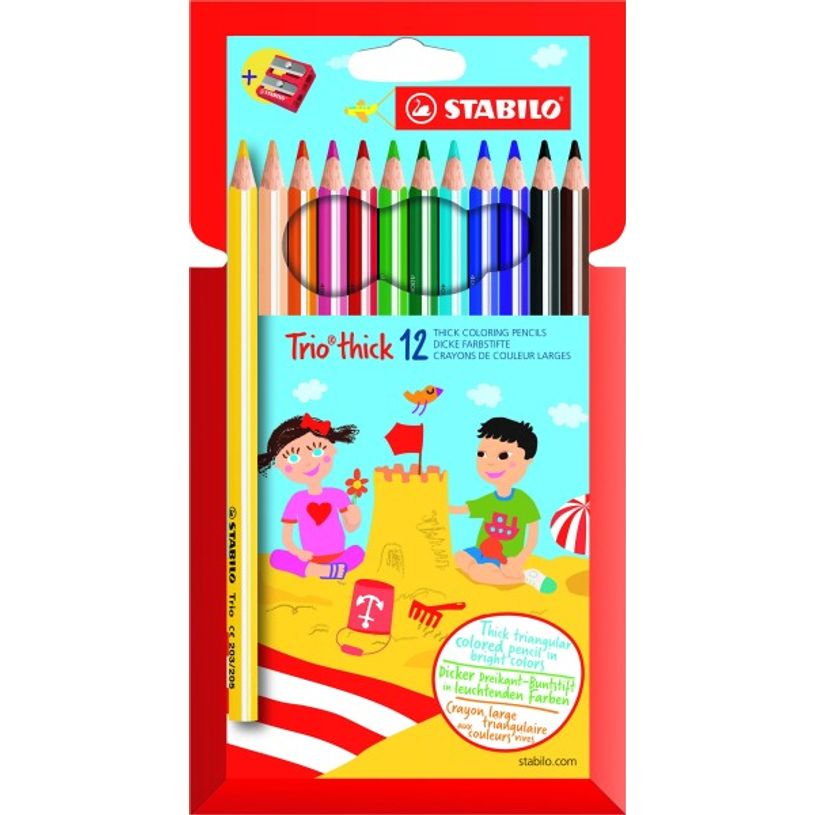 4006381357760-STABILO Trio thick - 12 crayons de couleur + 1 taille crayon-P_79396631_1-0