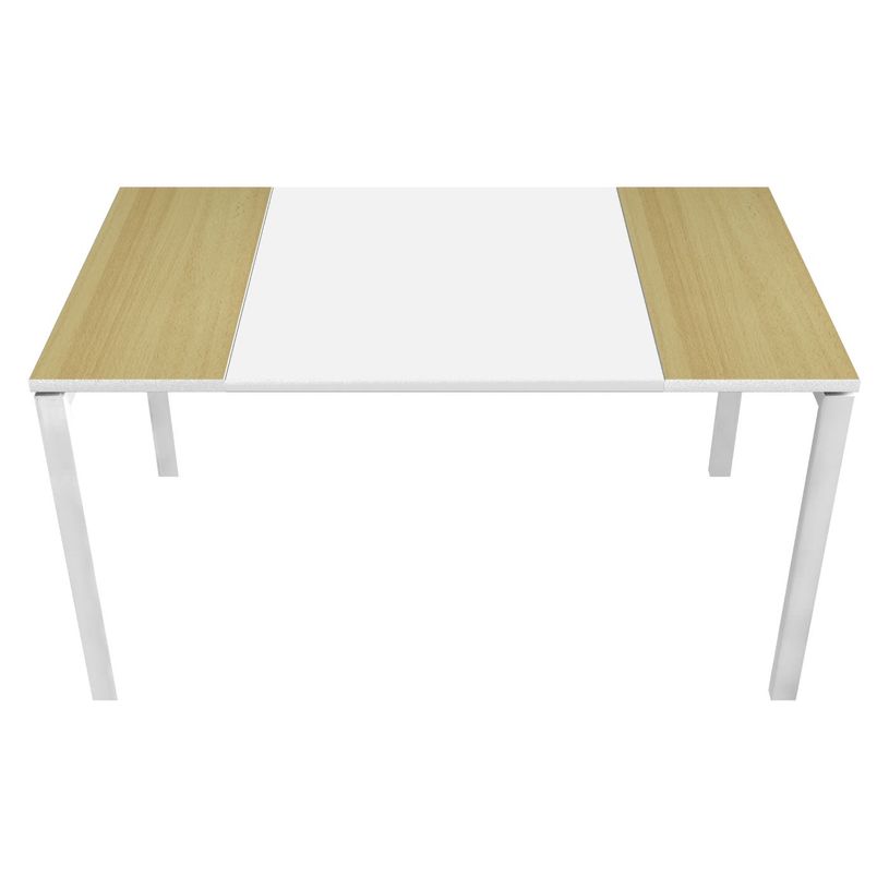 3660141250824-Bureau droit EASYDESK - L140 x P80 cm  - Blanc/hêtre-P_79397023_1-0