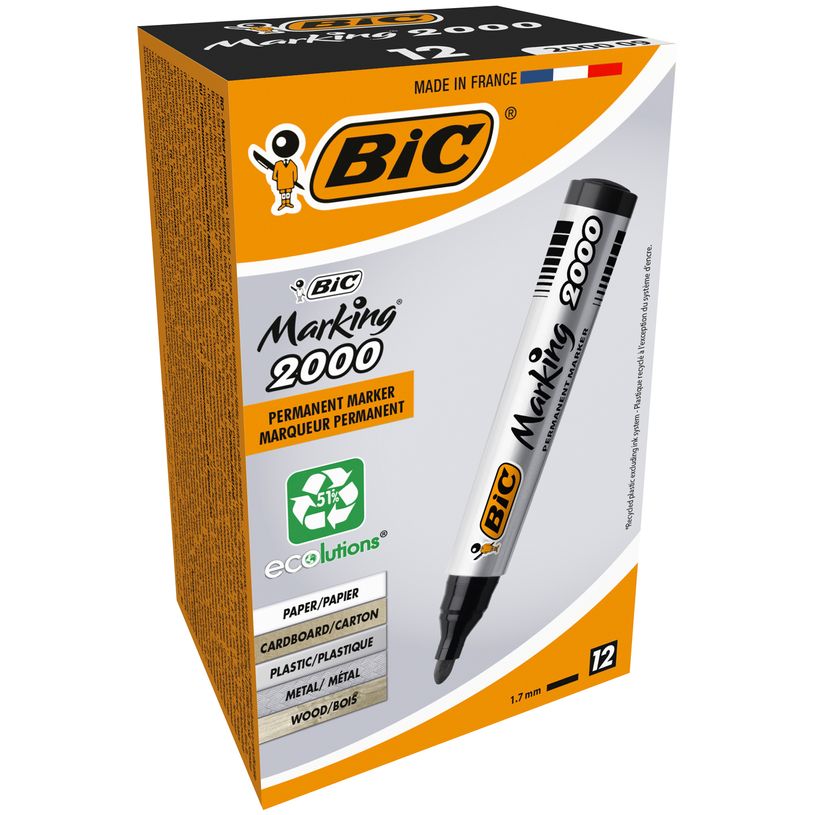 3086122000095-BIC MARKING 2000 - Pack de 12 marqueurs permanents - pointe ogive - noir-P_79397291_2-0