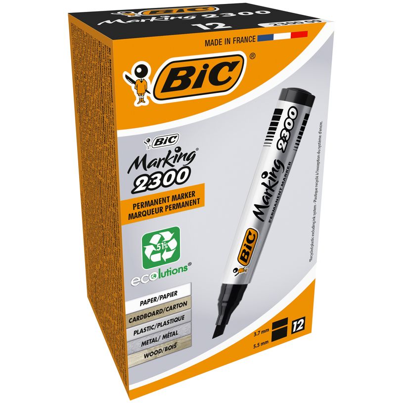 3086122300096-BIC MARKING 2300 - Pack de 12 marqueurs permanents - pointe biseau - noir-P_79397292_1-0