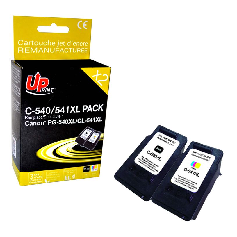 3584770888831-Cartouche remanufacturée Canon PG-540XL/CL-541XL - pack de 2 - noir, cyan, magenta, jaune - Uprint--2