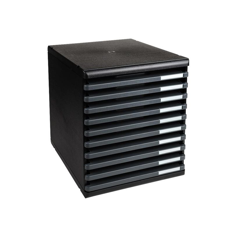 9002493423015-Exacompta Modulo Ecoblack - Module de classement 10 tiroirs ouverts - noir/gris souris-P_79397378_2-1