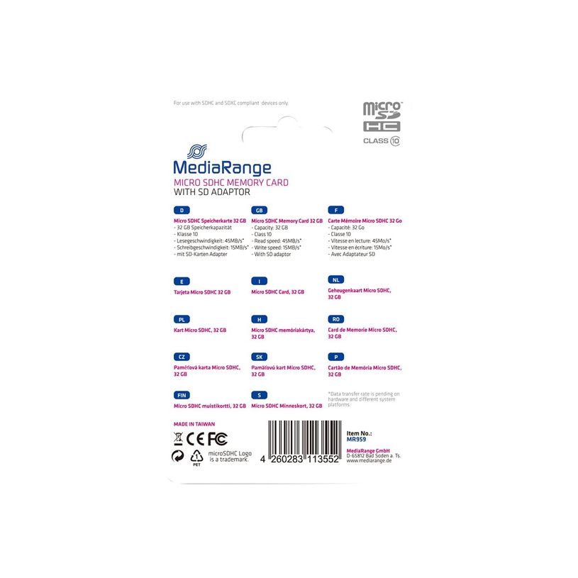 4260283113552-MediaRange - carte mémoire 32 Go - Class 10 - micro SDHC-P_79397382_4-3