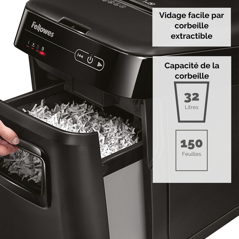 043859683741-Fellowes AutoMax 150C - destructeur de documents coupe croisée - 150 feuilles - Corbeille 32 litres - anti-bourra-P_79397394_5-2
