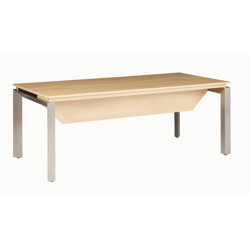 3483600165503-Bureau bois SLIVER avec voile de fond - 190 cm - Pieds métal - Chêne fil et blanc-P_79397482_1-0