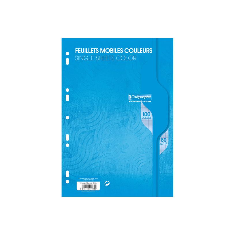 3210330079622-Calligraphe - feuilles simples A4 - 100 pages - grands carreaux (Seyes) - perforées - bleu-P_79397659_1-0