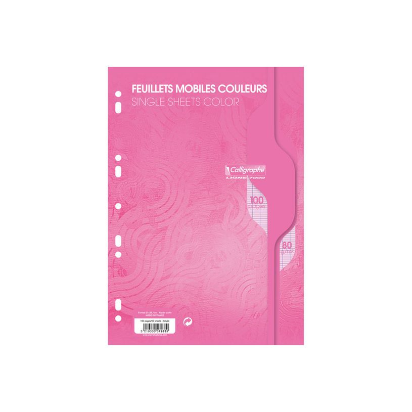 3210330079639-Calligraphe - feuilles simples A4 - 100 pages - grands carreaux (Seyes) - perforées - rose-P_79397660_1-0