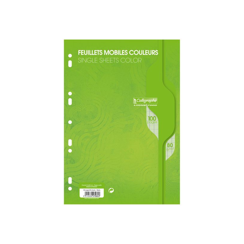 3210330079653-Calligraphe - feuilles simples A4 - 100 pages - grands carreaux (Seyes) - perforées - vert-P_79397662_1-0