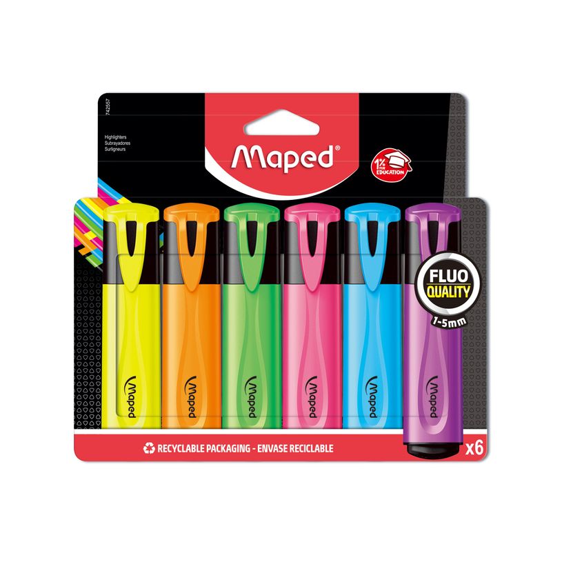3154147425572-Maped Fluo Peps Classic - Pack de 6 surligneurs - couleurs assorties-P_79397821_6-0