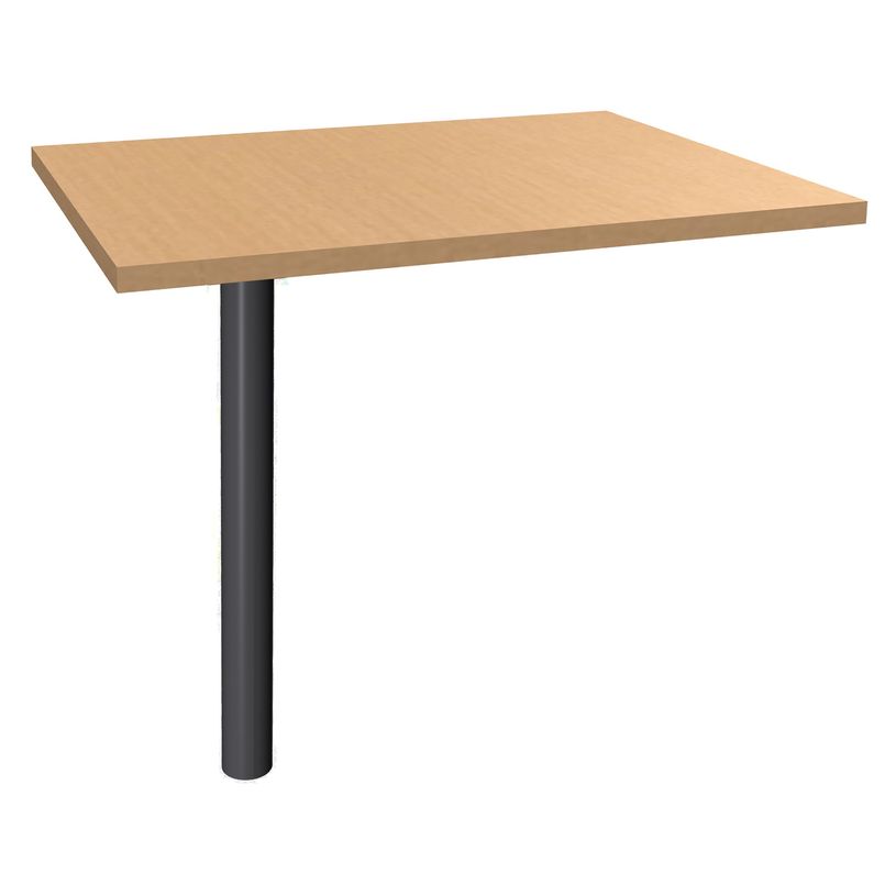 3253310148086-Extension IDRA/DUAL sur pied tube - 80 x 60 cm - Pied anthracite - plateau imitation Hêtre-P_79398164_1-0