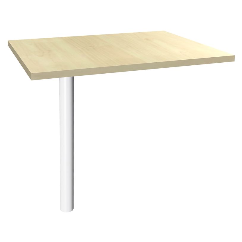 3253310148154-Extension IDRA/DUAL sur pied tube - 80 x 60 cm - Pied blanc - plateau imitation Erable-P_79398171_1-0