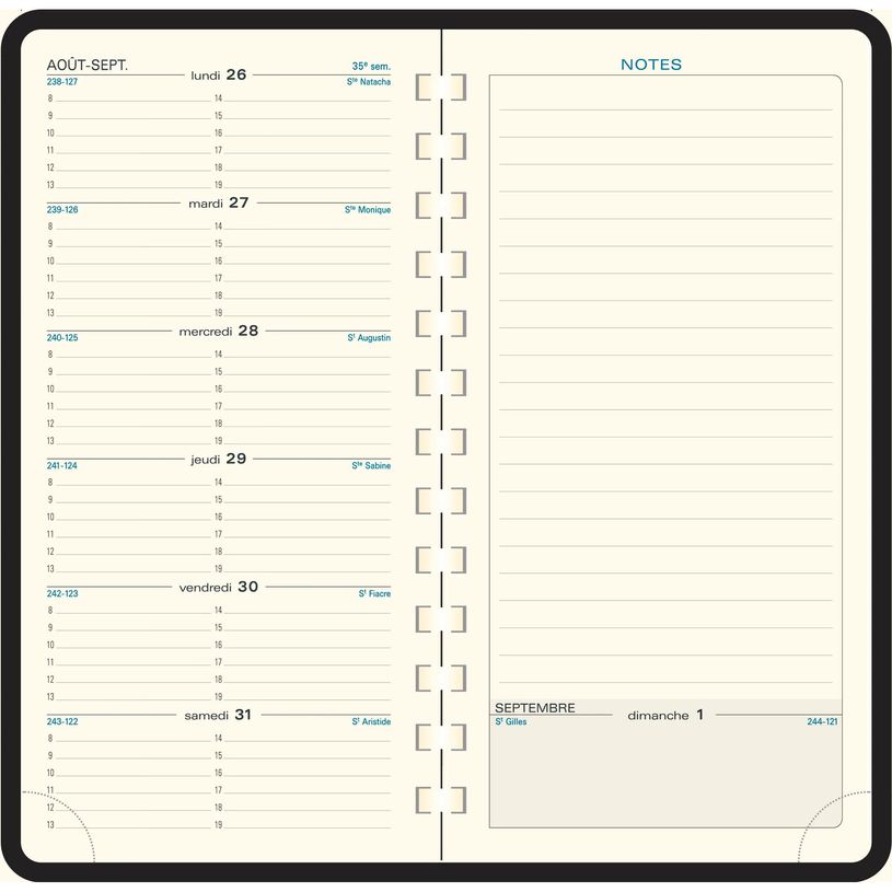3660942049733-Agenda de poche spiralé Duo Kaa Espace 17S - 1 semaine sur 2 pages - 9 x 17,5 cm - disponible dans différentes cou--4
