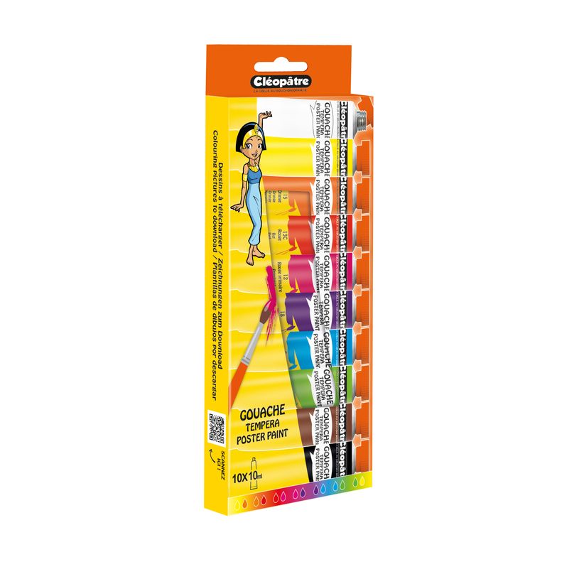 3134725006614-Cléopâtre NÉFERTARI - Pack de 10 gouaches - couleurs assorties - 10 ml--1