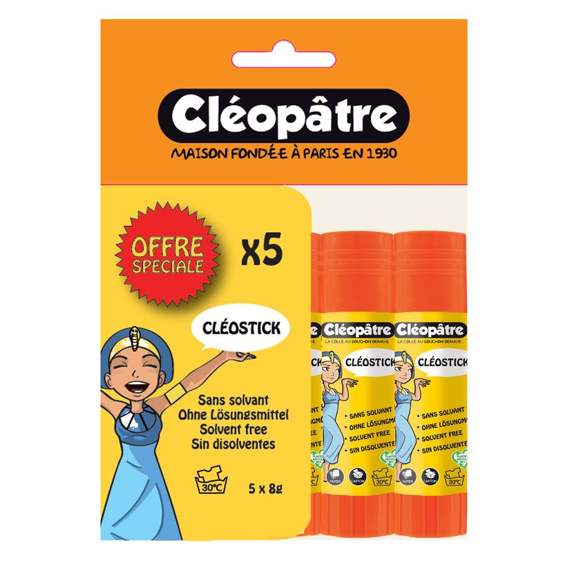 3134725004870-Cléopâtre - Lot de 5 bâtons de colle - Blanche - 8 gr-P_79399014_3-2