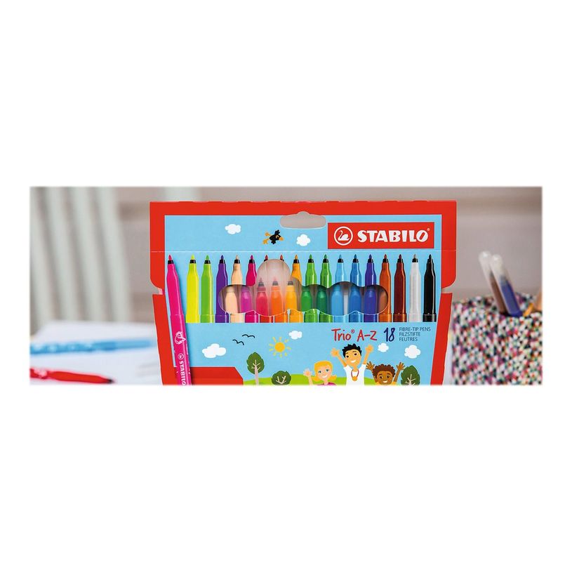 4006381472005-STABILO Trio A-Z - 18 feutres dont 3 fluo - pointe moyenne-P_79399452_2-1