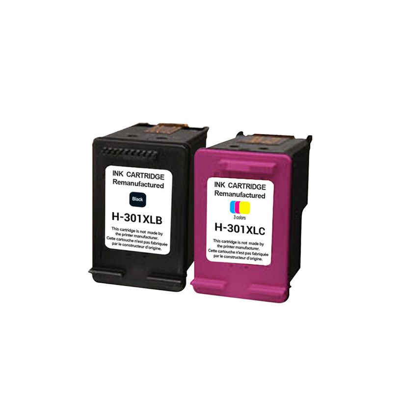 3584770903695-Cartouche remanufacturée HP 301XL - pack de 2 - noir, cyan, magenta, jaune - Uprint--1