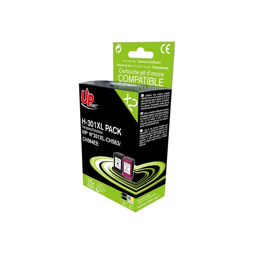 3584770903695-Cartouche remanufacturée HP 301XL - pack de 2 - noir, cyan, magenta, jaune - Uprint-P_79399536_1-0