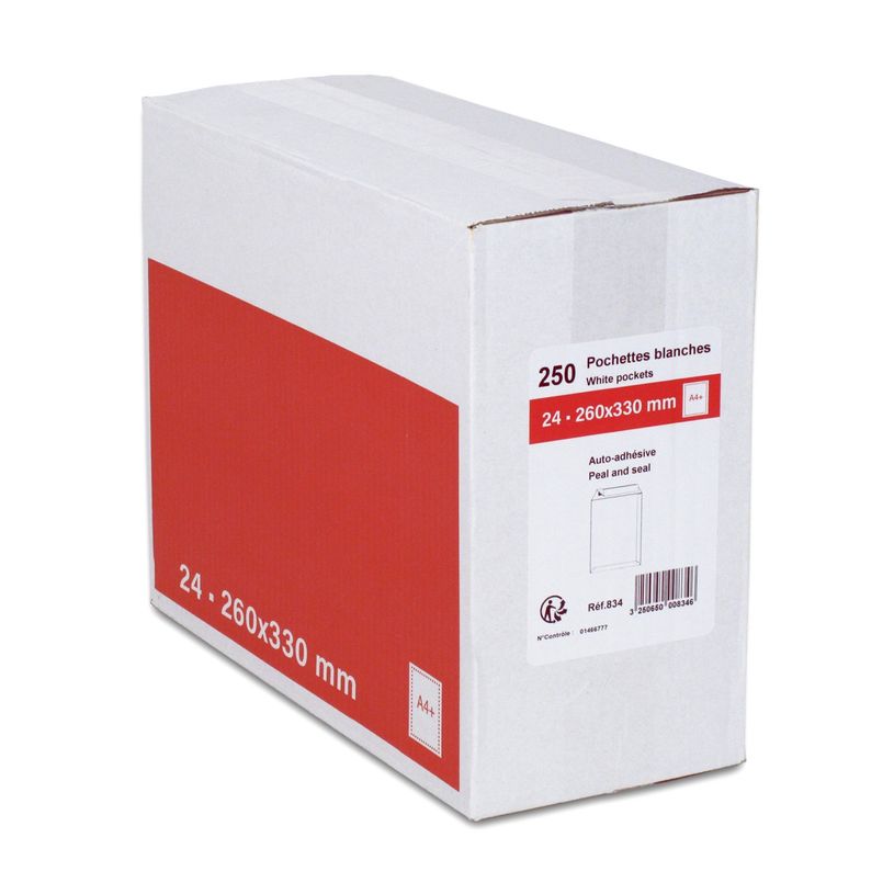 3250650005345-GPV - 250 Pochettes Enveloppes 260 x 330 mm - 90 gr - sans fenêtre - blanc - bande adhési-P_79399672_1-0
