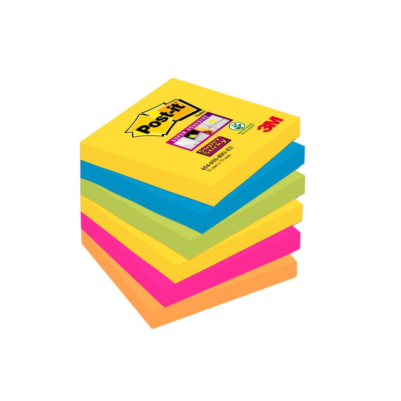 0051141400679-Post-it - 6 Blocs notes de 90 feuilles Super Sticky Rio - couleurs vives assorties - 76 x 7-P_79399757_3-0
