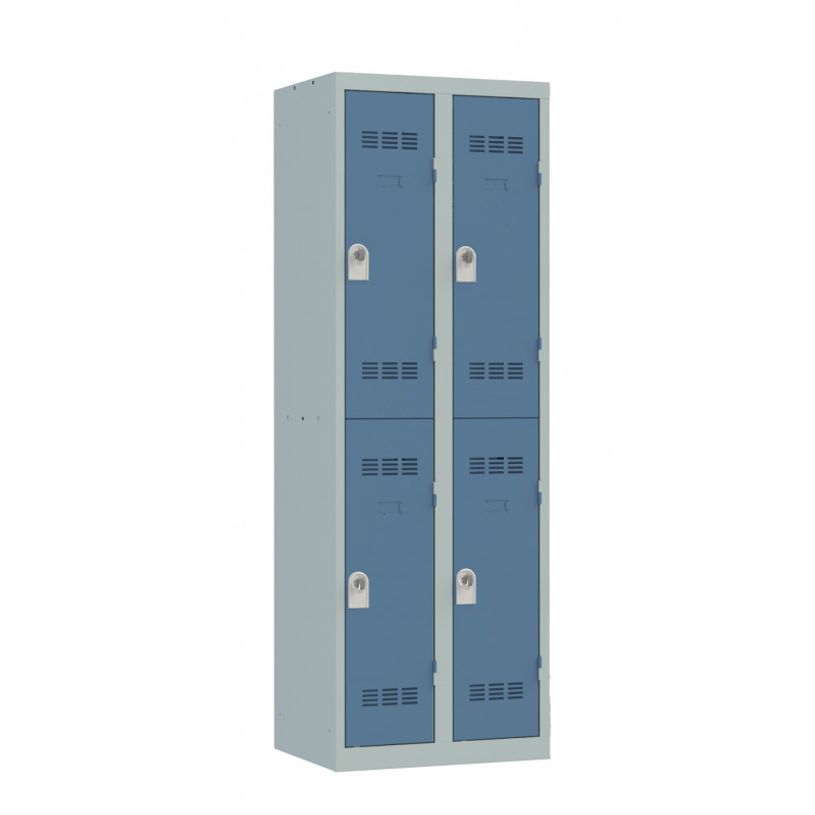 3219093122910-Vestiaire multicases - 2 colonnes - 4 portes - 180 x 60 x 50 cm - gris/bleu--0