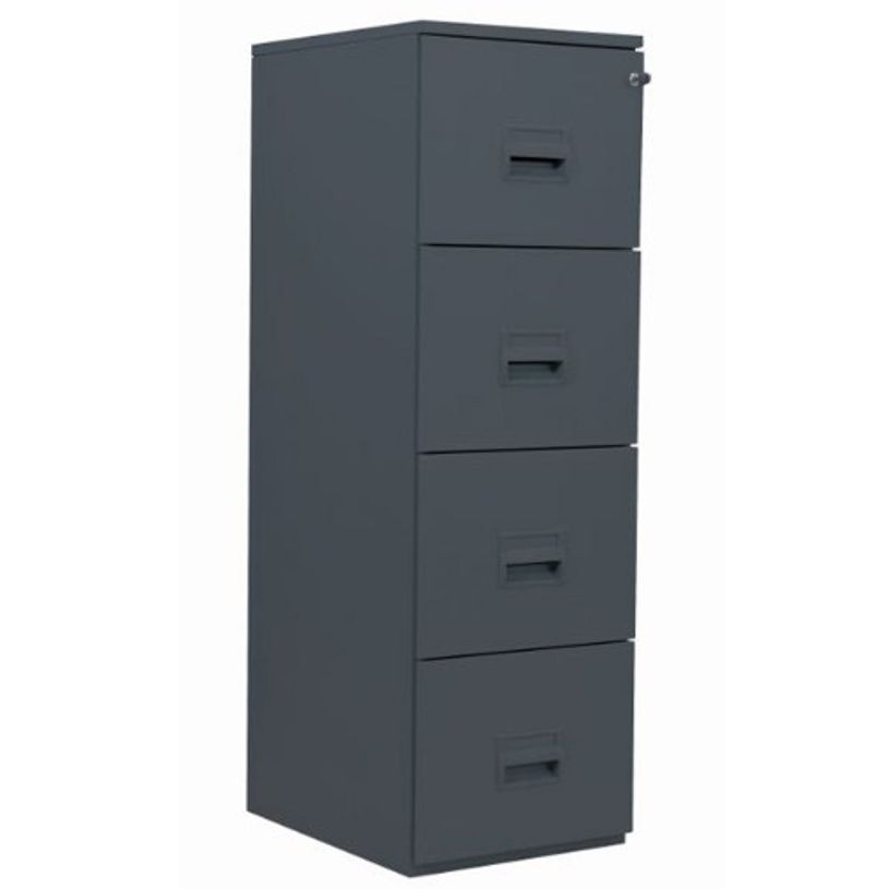 3219091966462-Classeur 4 tiroirs pour dossiers suspendus - 131 x 42 x 54 cm - anthracite-P_79401167_1-0