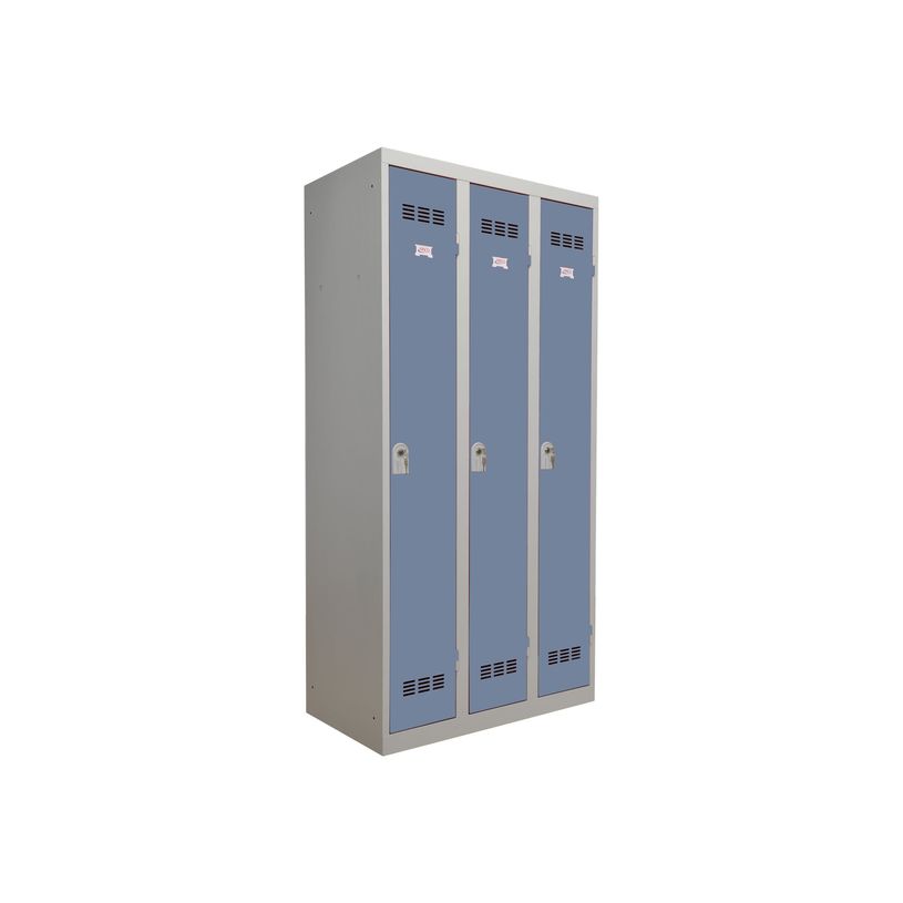 3219093104411-Vestiaire Industrie Propre - 3 portes - 180 x 90 x 50 cm - gris/bleu-P_79401171_1-0