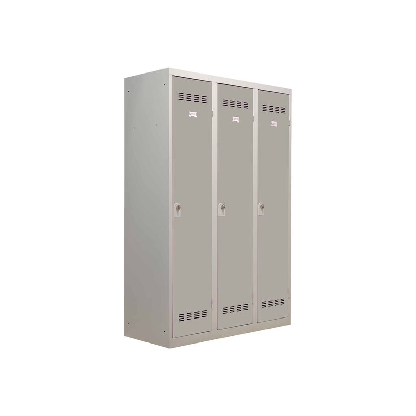 3219093114045-Vestiaire Industrie Salissante - 3 portes - 180 x 120 x 50 cm - gris/gris-P_79401176_1-0