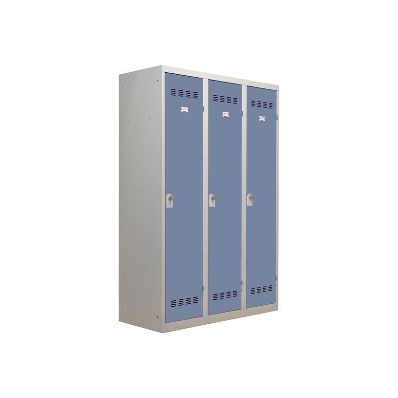 3219093114113-Vestiaire Industrie Salissante - 3 portes - 180 x 120 x 50 cm - gris/bleu-P_79401177_1-0