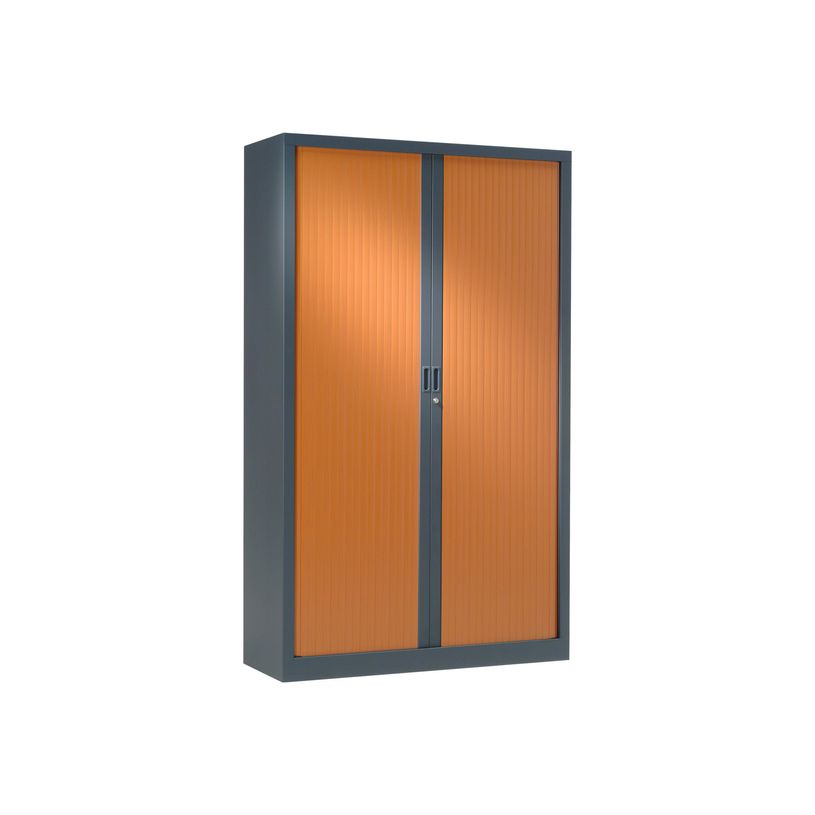 3219095800212-Armoire haute monobloc à rideaux GENERIC - 198 x 120 x 43 cm - anthracite/imitation merisi-P_79401203_2-0