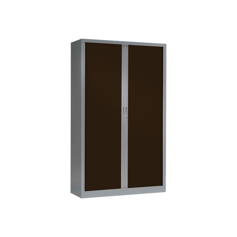 3219095800472-Armoire haute monobloc à rideaux GENERIC - 198 x 120 x 43 cm - aluminium/imitation wengé-P_79401206_1-0