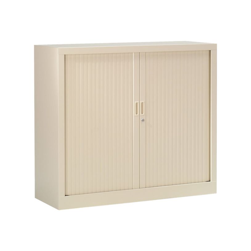 3219095805033-Armoire mi-haute monobloc à rideaux GENERIC - 100 x 120 x 43 cm - beige-P_79401208_2-0