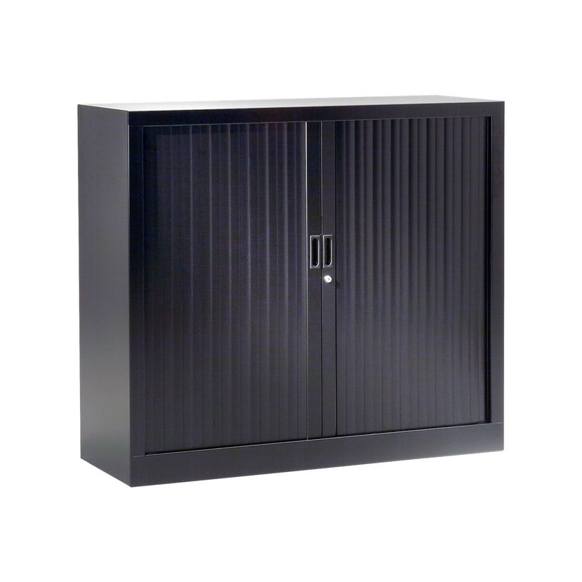 3219095805057-Armoire mi-haute monobloc à rideaux GENERIC - 100 x 120 x 43 cm - noir-P_79401210_2-0