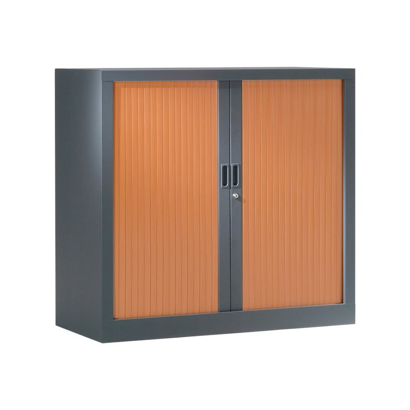 3219095805217-Armoire mi-haute monobloc à rideaux GENERIC - 100 x 120 x 43 cm - anthracite/imitation mer-P_79401214_2-0