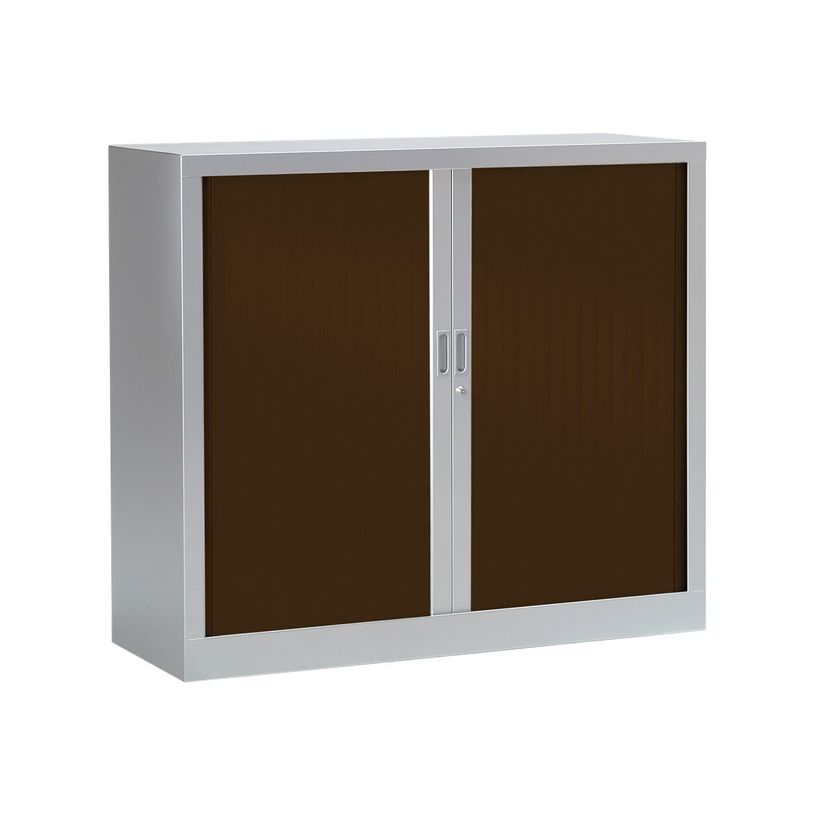 3219095805477-Armoire basse monobloc à rideaux GENERIC - 100 x 120 x 43 cm - aluminium/imitation wengé-P_79401217_1-0