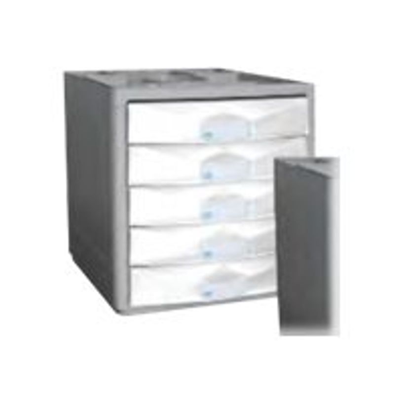 3219097509489-Pierre Henry - Module de classement - 5 Tiroirs fermés - Corps Aluminium - Tiroirs blanc -P_79401221_1-0