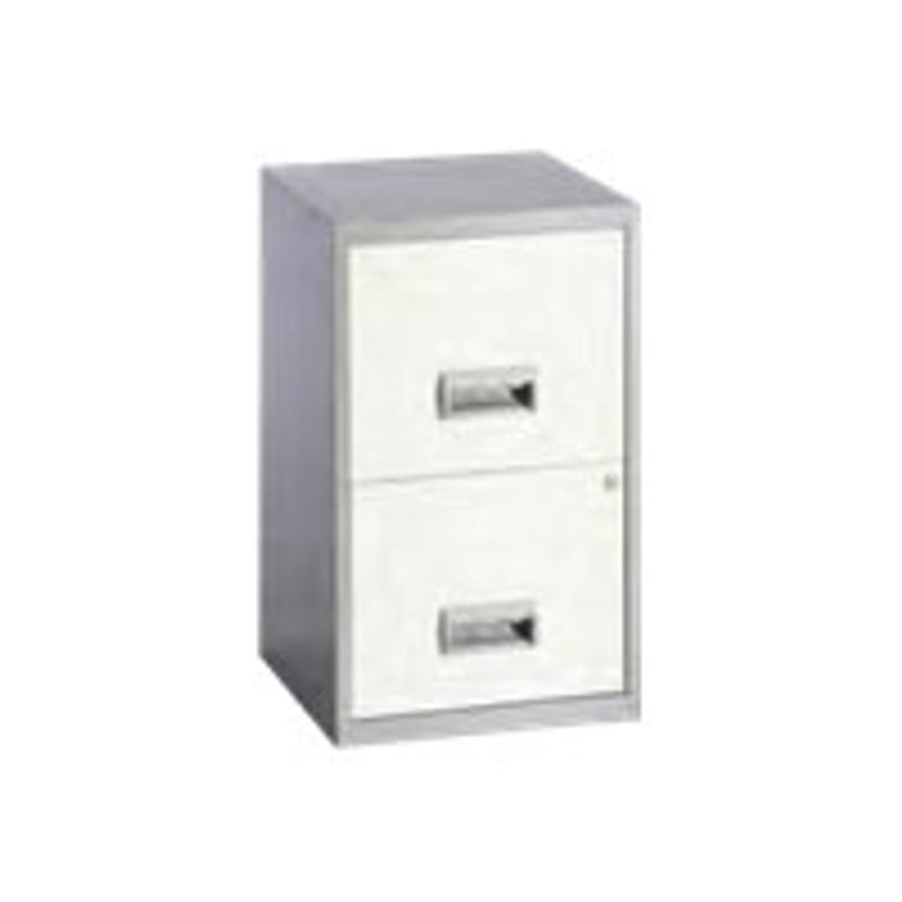 0400794012492-Classeur 2 tiroirs pour dossiers suspendus - 66 x 40 x 40 cm - alu/blanc-P_79401249_1-0