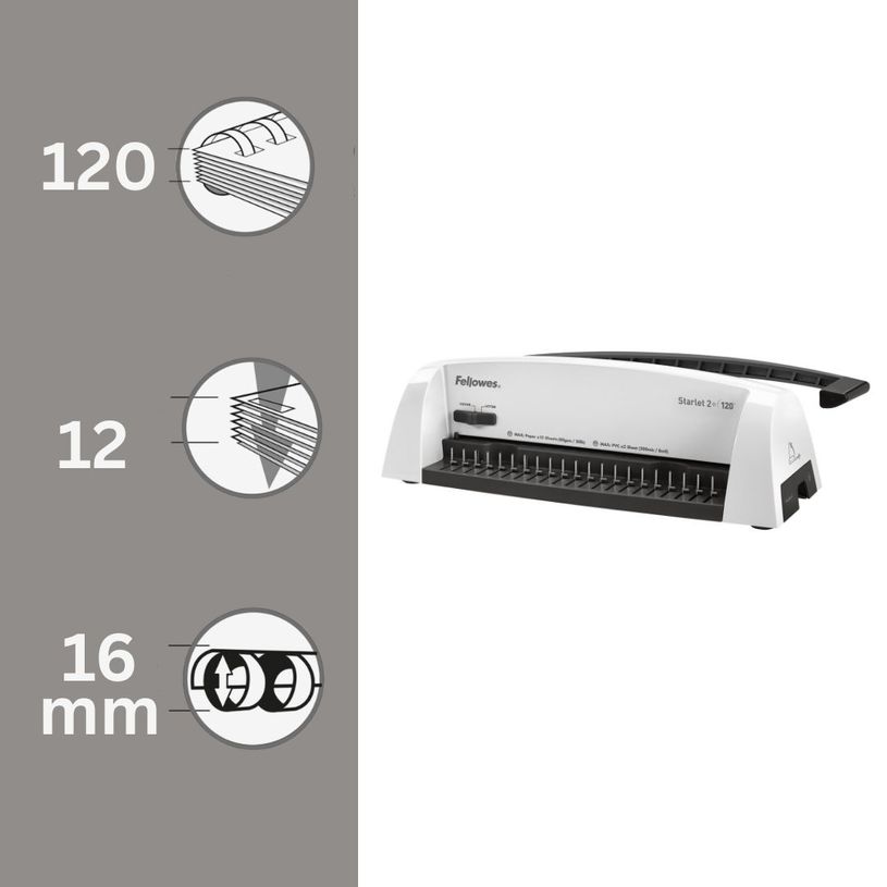 0043859680719-Fellowes Starlet 2+ - machine à relier / relieuse perforeuse manuelle - perfore 12 feuilles - relie 12--1
