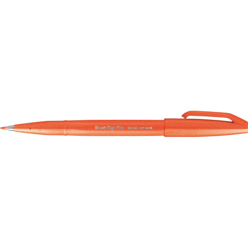 4902506287106-Pentel - feutre pinceau à pointe souple - orange--0