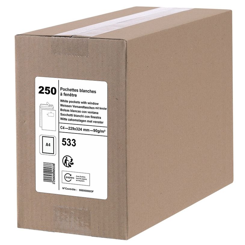 3250650005338-GPV - 250 Pochettes Enveloppes C4 229 x 324 mm - 90 gr - fenêtre 50x100 mm - blanc - bande-P_79402933_1-0
