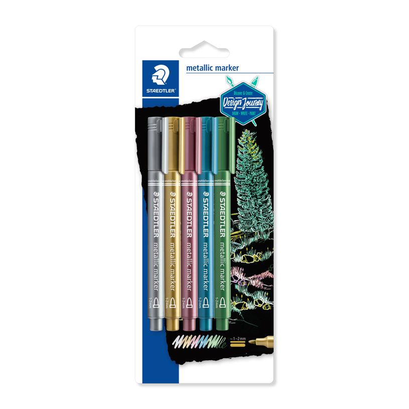 4007817832066-STAEDTLER METALLIC - Pack de 5 - Marqueurs permanents - pointe moyenne - couleurs assorties-P_79402966_2-0
