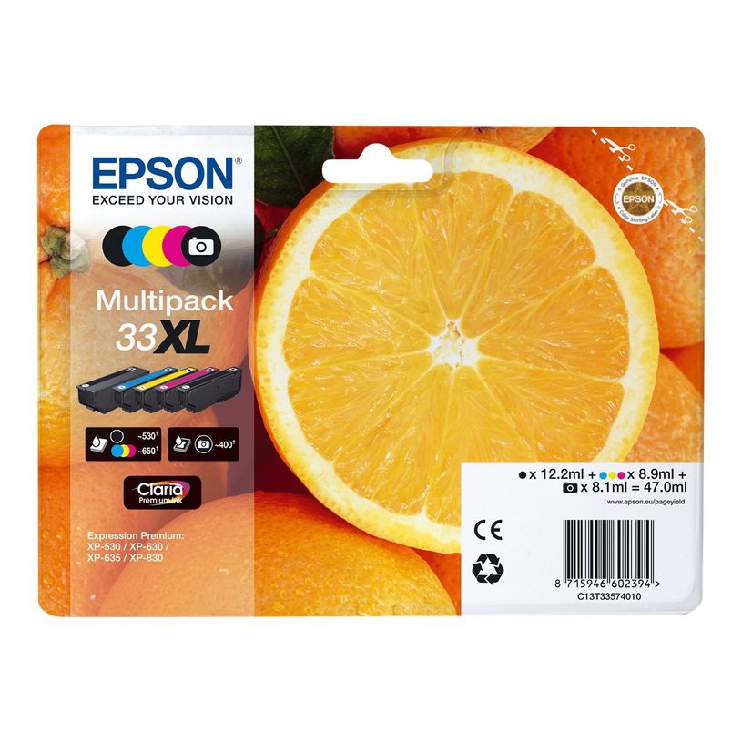 8715946602394-Epson 33XL Oranges - Pack de 5 - noir, noir photo, cyan, magenta, jaune - cartouche d'encre-P_79403000_2-1