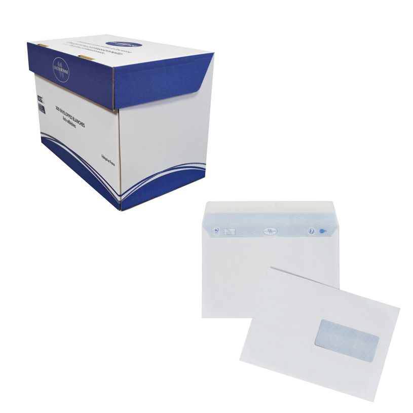 3240180230270-La Couronne - 200 Enveloppes C5 162 x 229 mm - 100 gr - fenêtre 45x100 mm - blanc - bande -P_79403003_1-0