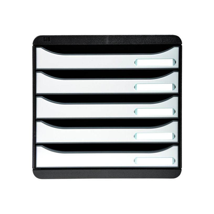 9002493423572-Exacompta BigBox Plus - Module de classement 5 tiroirs - noir/blanc brillant-P_79403129_1-0