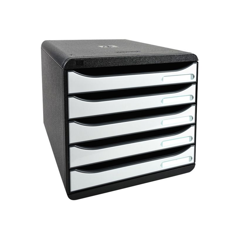9002493423572-Exacompta BigBox Plus - Module de classement 5 tiroirs - noir/blanc brillant-P_79403129_2-1