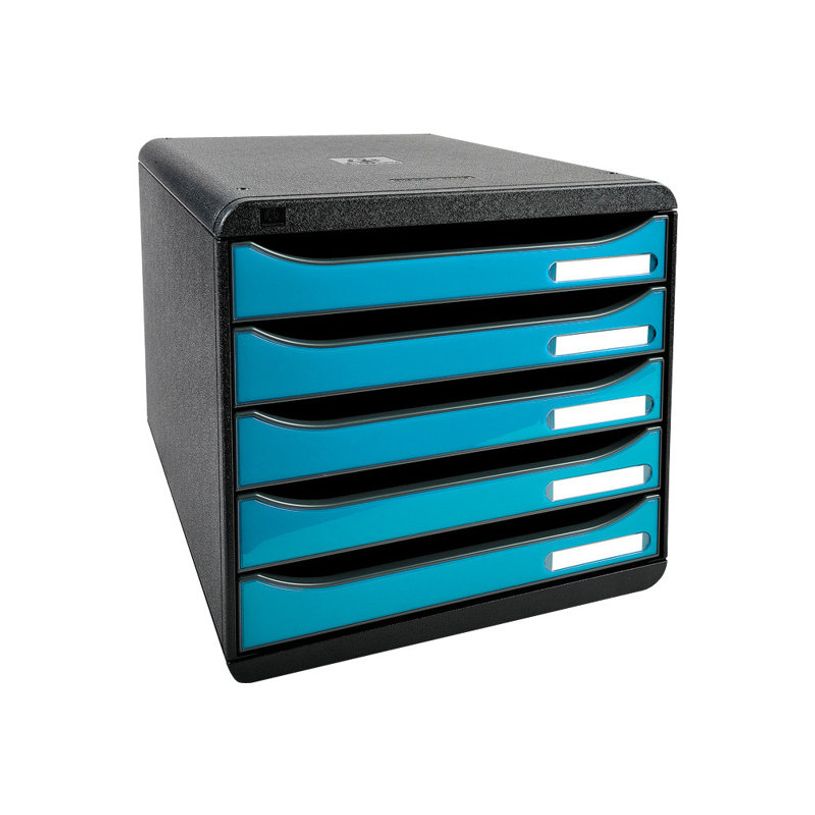 9002493423596-Exacompta BigBox Plus - Module de classement 5 tiroirs - noir/bleu turquoise-P_79403131_1-0