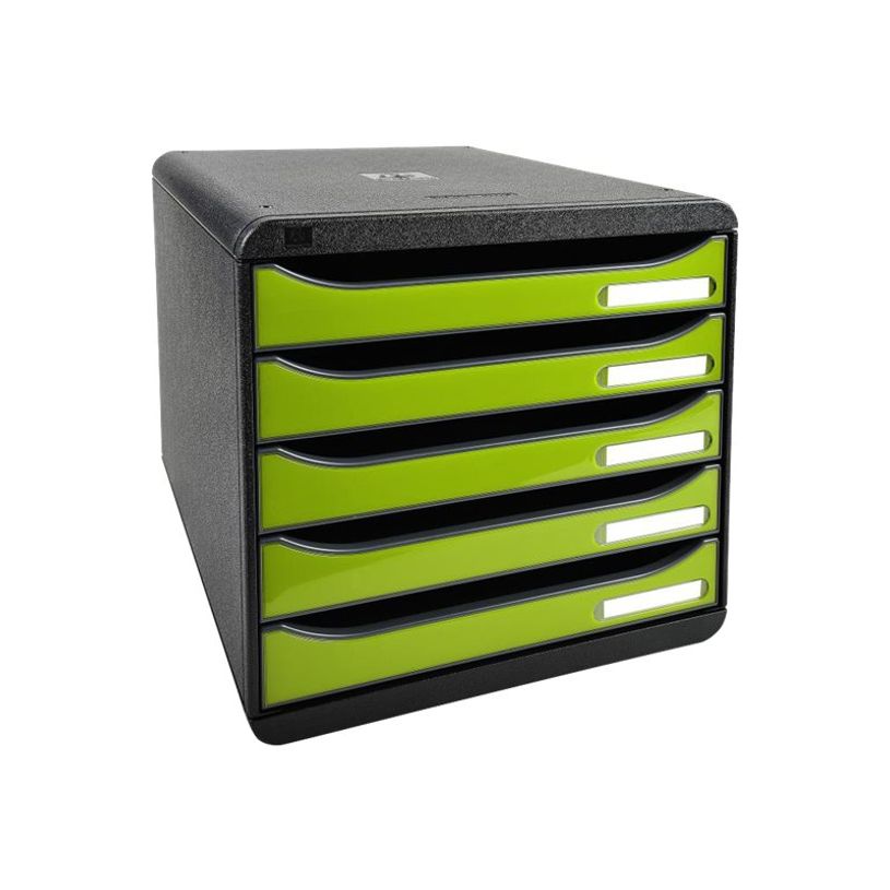 9002493423640-Exacompta BigBox Plus - Module de classement 5 tiroirs - noir/vert anis-P_79403136_1-0