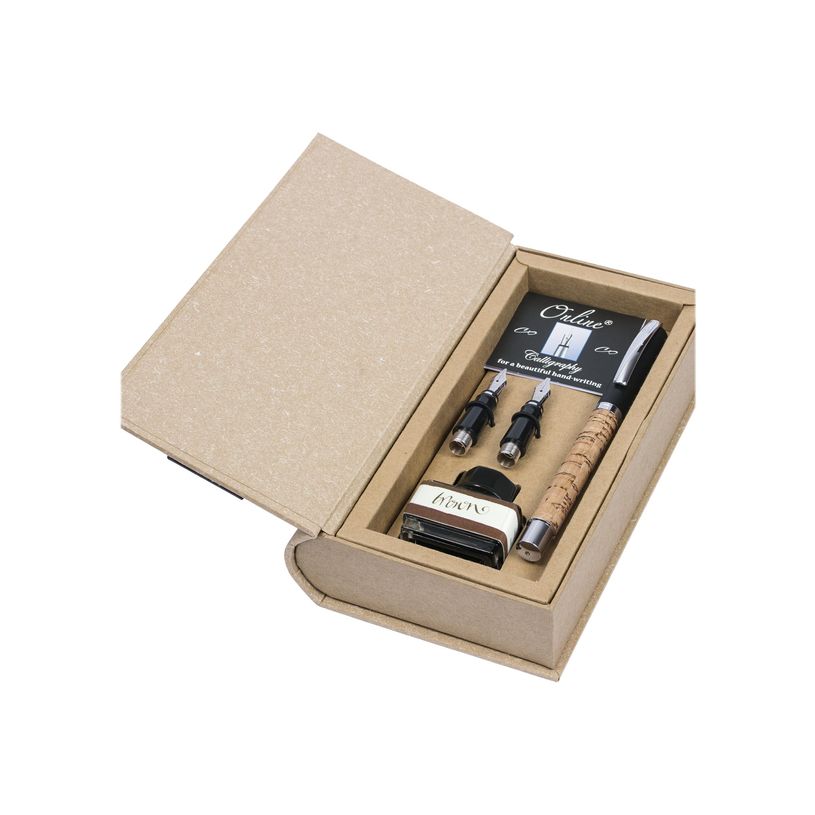 4014421367815-ONLINE Vision Nature - Set de calligraphie - Stylo plume + encrier - marron - 1.4 mm - cork-P_79403301_2-1